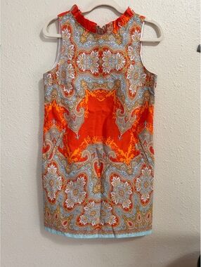 Tyler Boe orange paisley sleeveless shift dress
